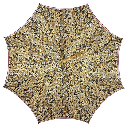 Handmade Italian Classic Burgundy Umbrella with Elegant Bamboo Handle