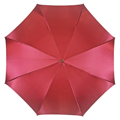 Handmade Italian Classic Burgundy Umbrella with Elegant Bamboo Handle