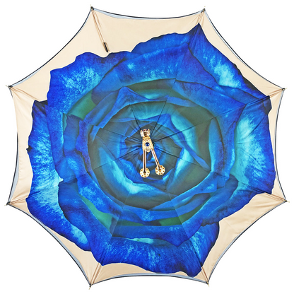 Luxury Umbrella with 24K Gold Handle and Red Crystal Rose Closure
