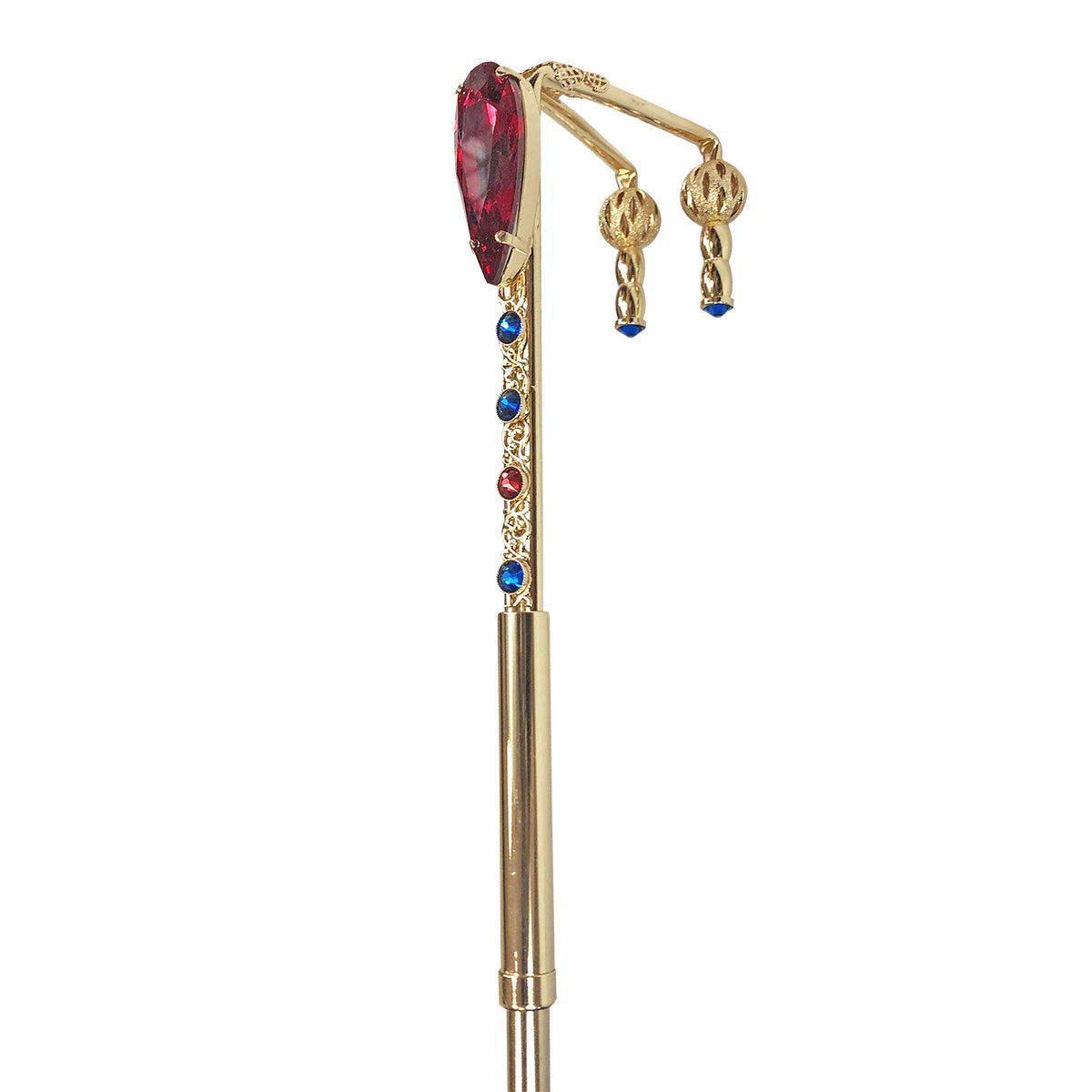 Luxury Umbrella with 24K Gold Handle and Red Crystal Rose Closure