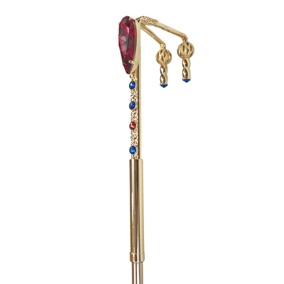 Luxury Umbrella with 24K Gold Handle and Red Crystal Rose Closure