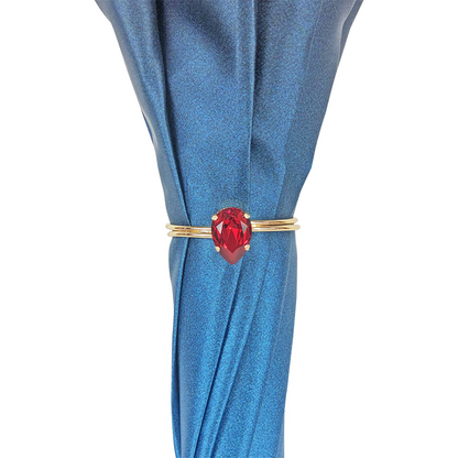 Luxury Umbrella with 24K Gold Handle and Red Crystal Rose Closure