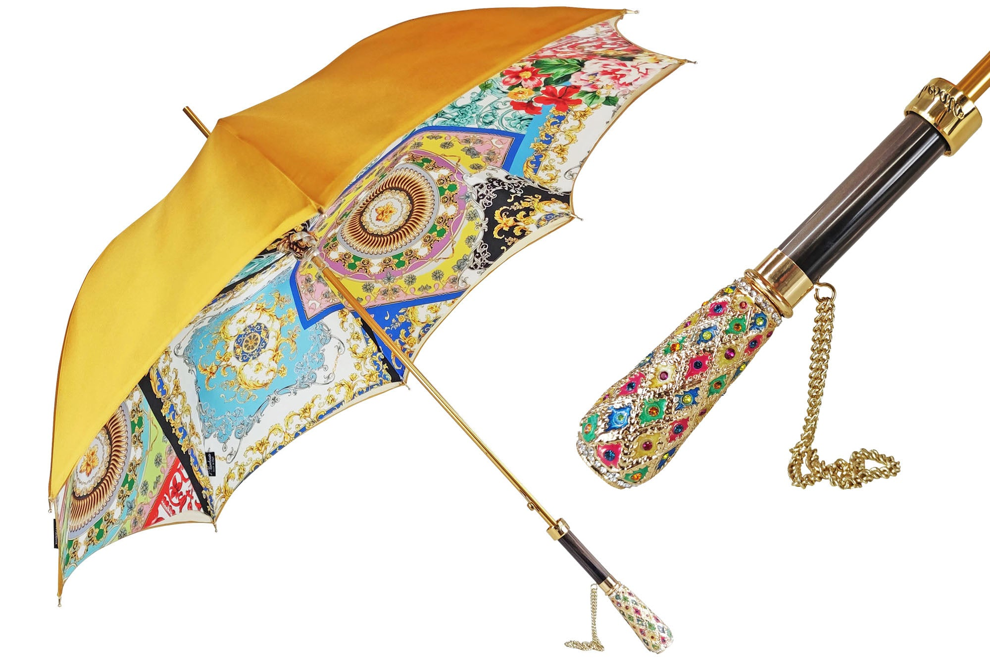 Exclusive Luxury Italian Umbrella with Hand-Painted Handle