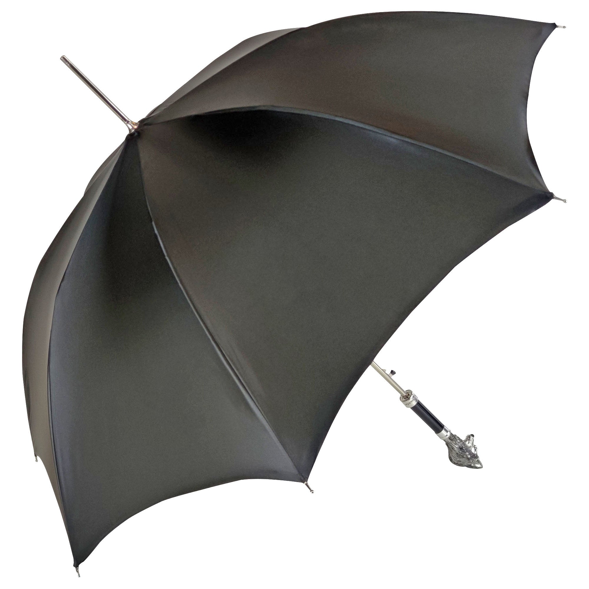 Premium Black Umbrella with Hand-Painted 925 Wolf Handle