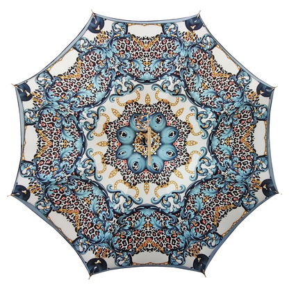 Majestic Blue Umbrella with Turquoise Crystals – Luxury for Women