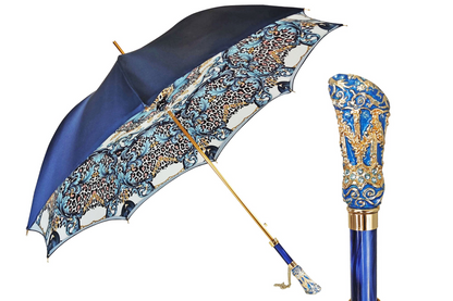 Majestic Blue Umbrella with Turquoise Crystals – Luxury for Women