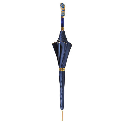 Majestic Blue Umbrella with Turquoise Crystals – Luxury for Women