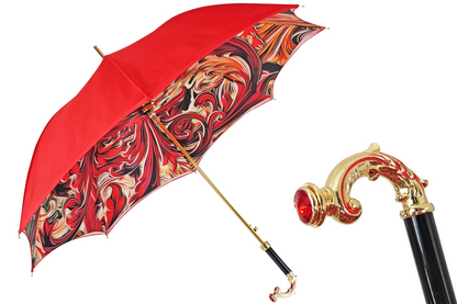 Bright Red Luxury Umbrella – Hand-Painted Italian Craftsmanship