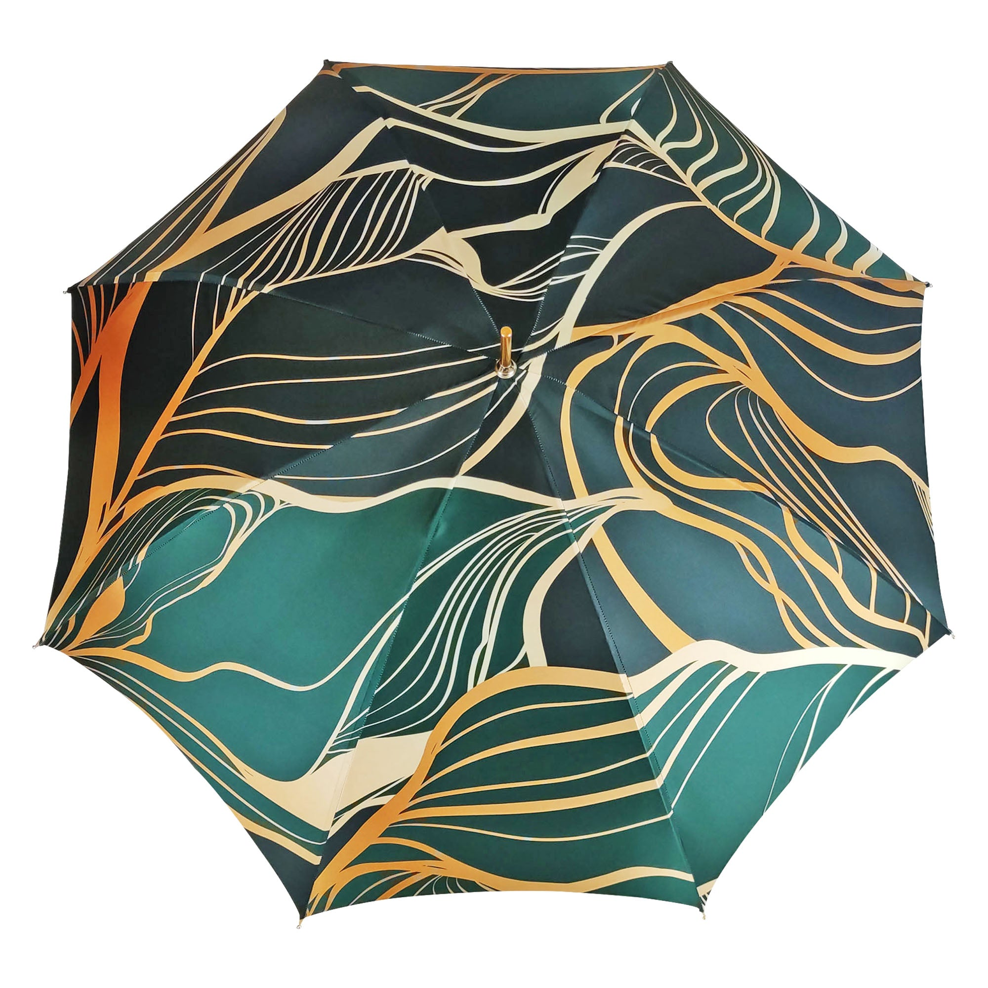 Original Abstract Design Gold-Plated Handle Green Umbrella