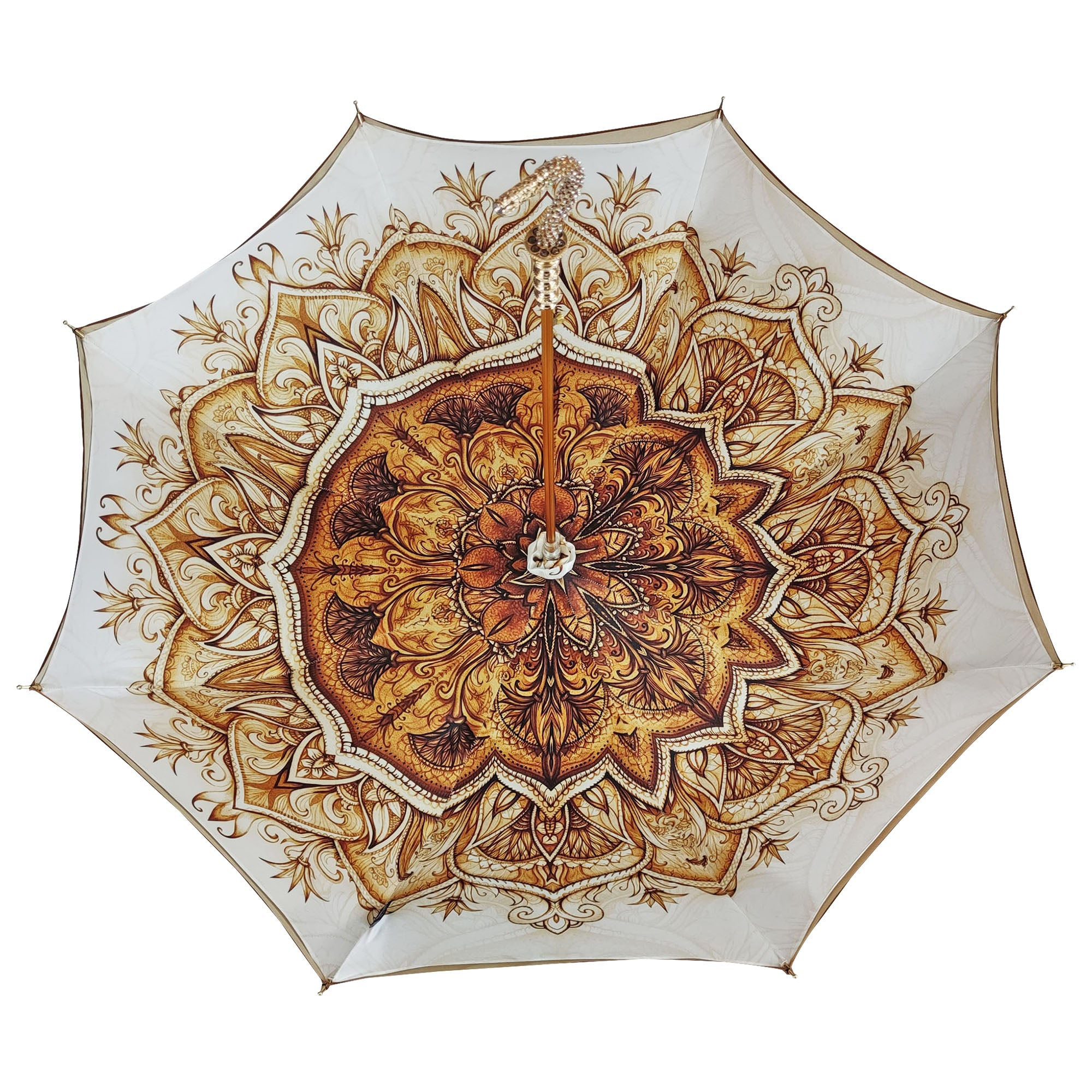 Handmade Classic Fancy Umbrella with 24K Gold-Plated Swarovski Handle