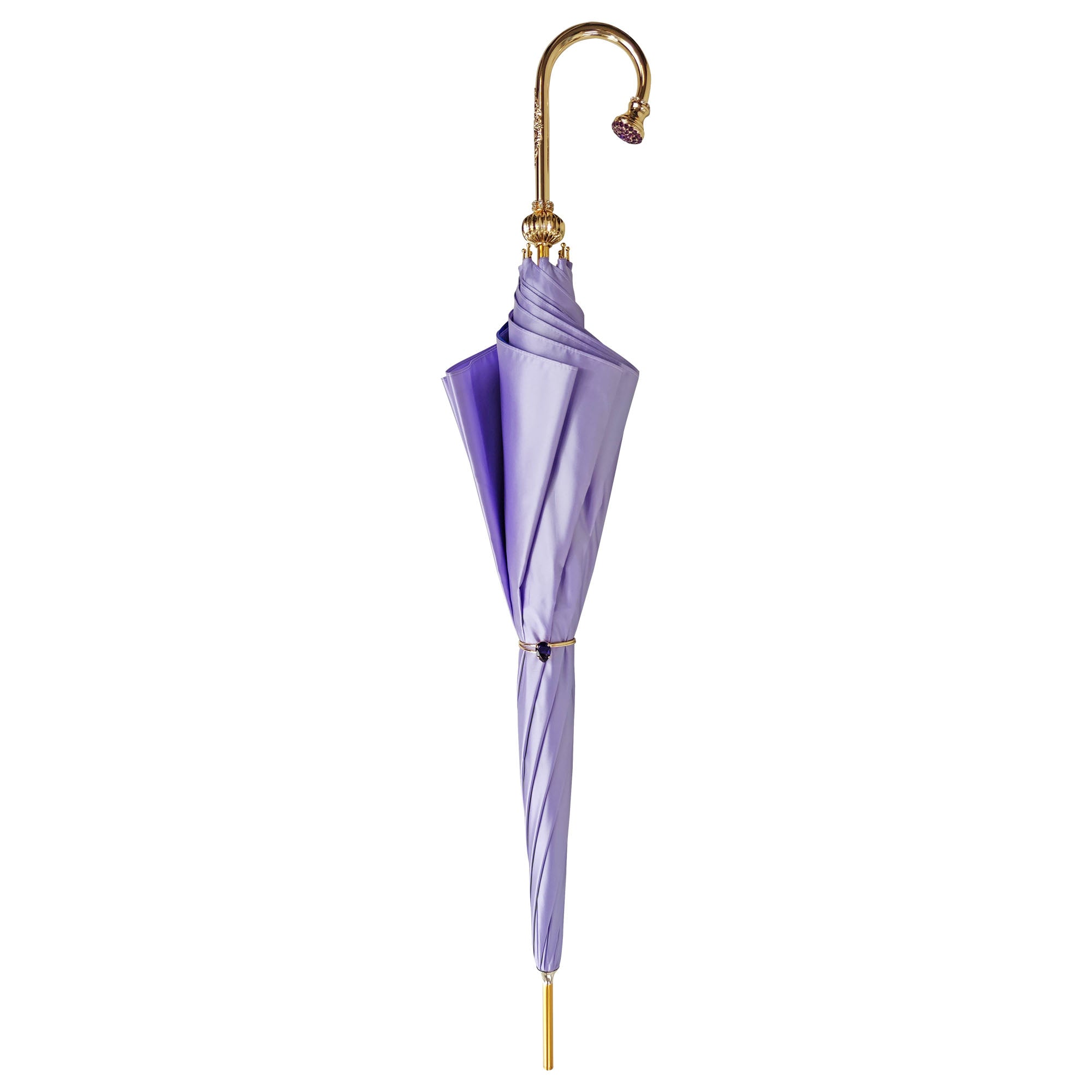 Flowered Umbrella in Shades of Lilac with Amethyst Crystal Handle