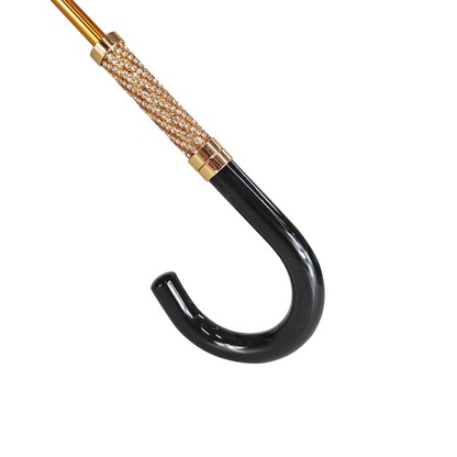 Chic Elegant Ladies Umbrella – Black and Brown Floral Design