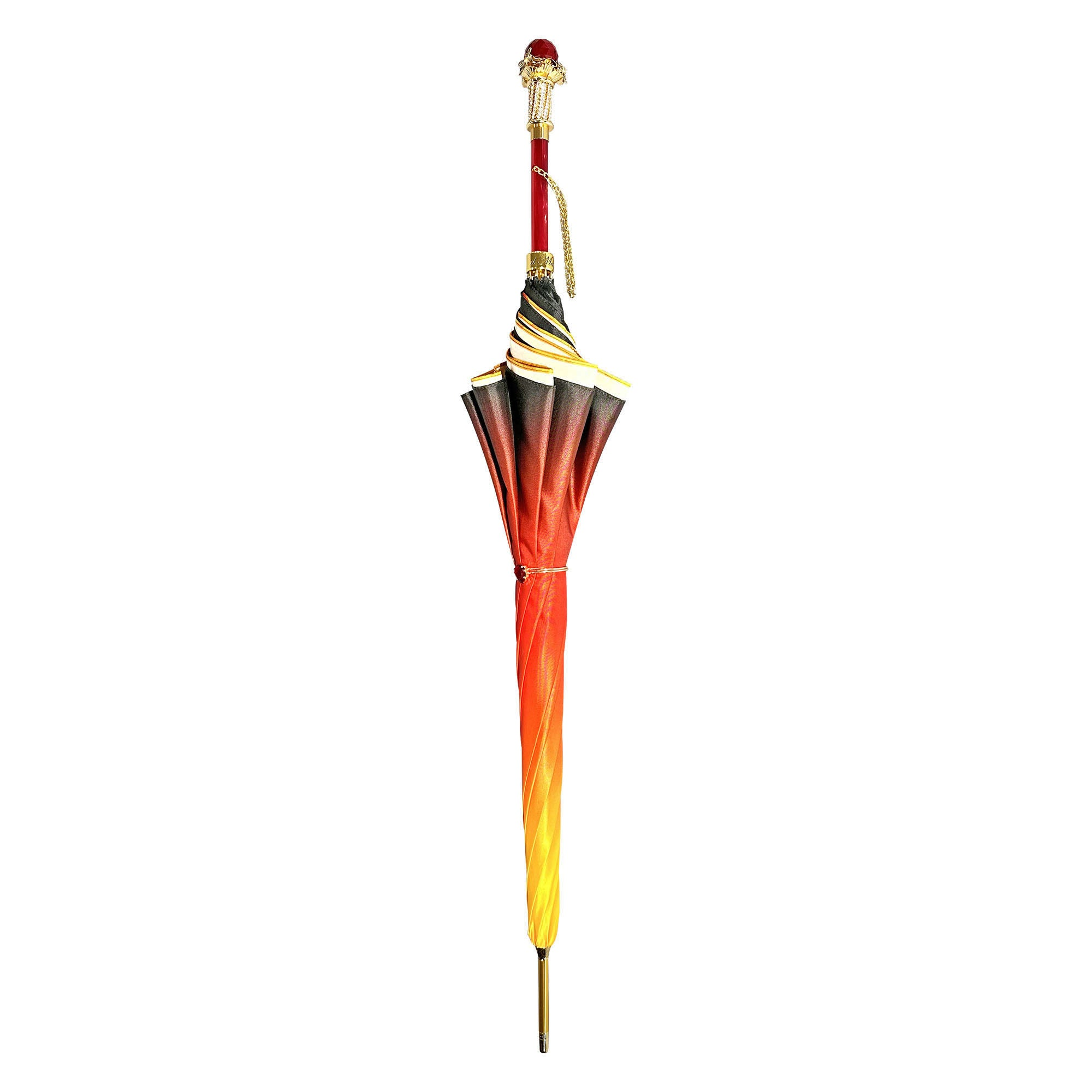 Red Crystal Accents Luxurious Red Umbrella with 24K Gold Bee Handle