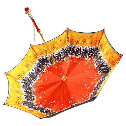 Red Crystal Accents Luxurious Red Umbrella with 24K Gold Bee Handle