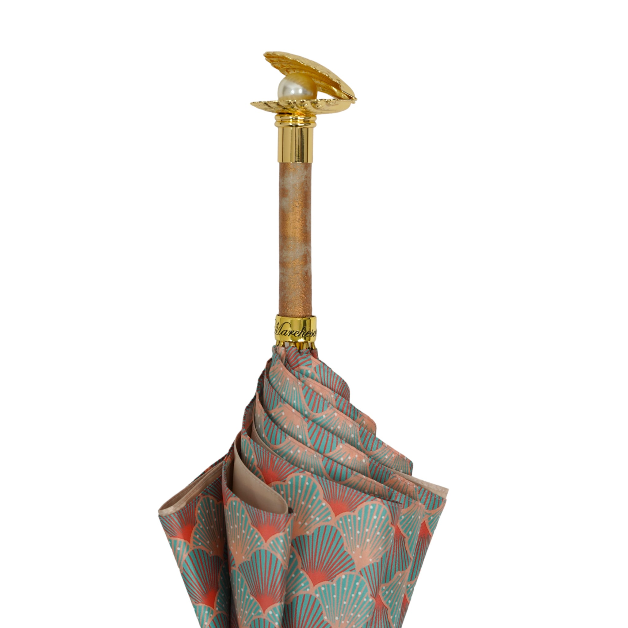Premium Shell Umbrella with Gold-Plated Handle – Handmade in Italy