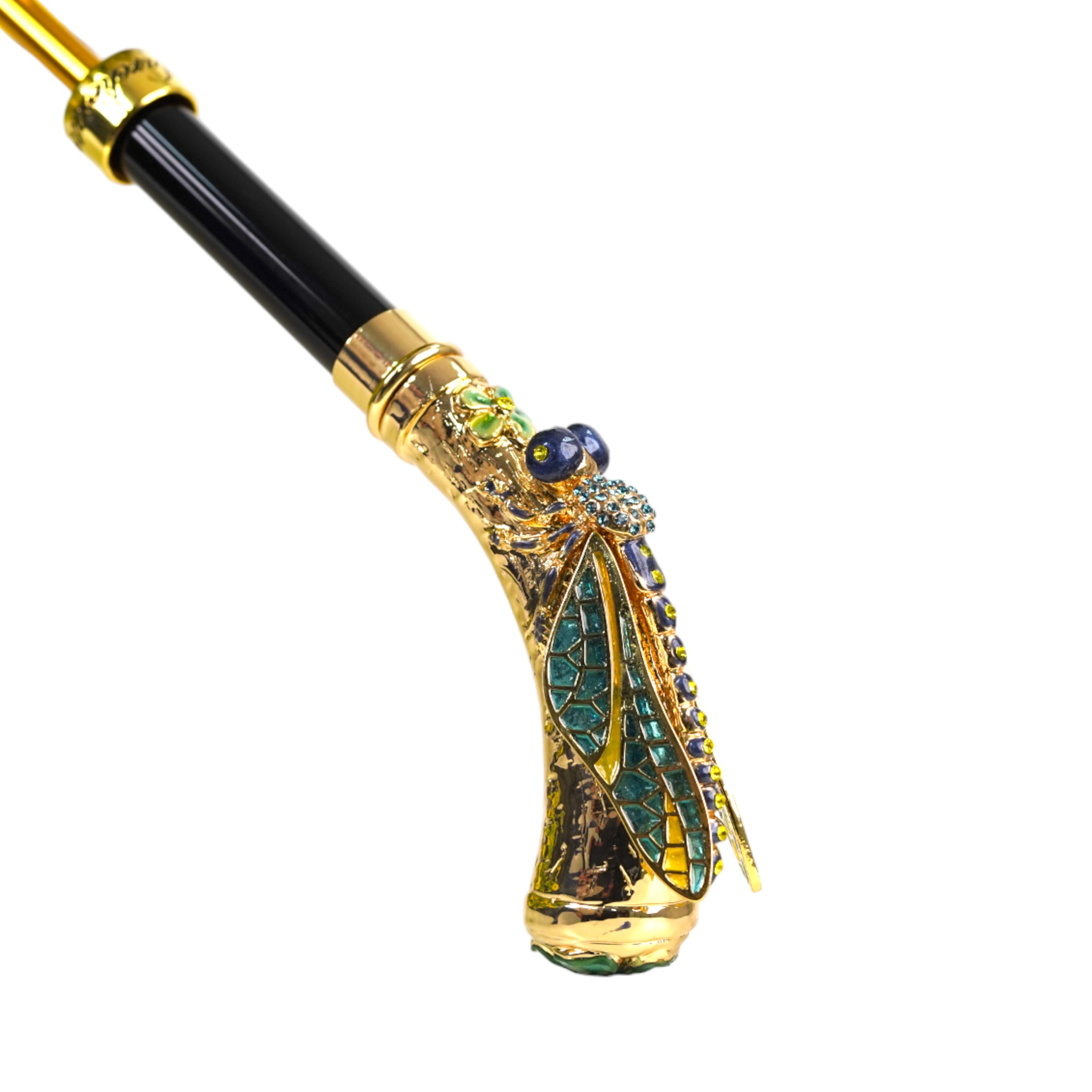 Exquisite Hand-Painted Dragonfly Handle Exclusive Italian Umbrella