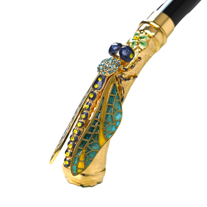 Exquisite Hand-Painted Dragonfly Handle Exclusive Italian Umbrella