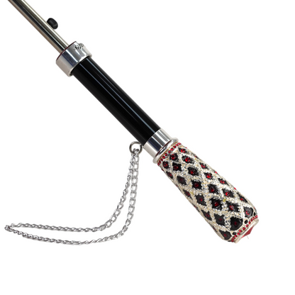 Designer Umbrella Featuring Black Ruffles and Silver-Plated Accents