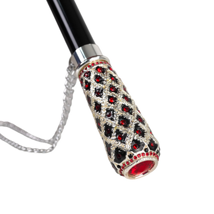 Designer Umbrella Featuring Black Ruffles and Silver-Plated Accents