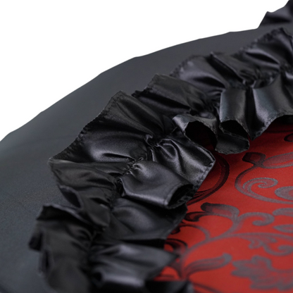 Designer Umbrella Featuring Black Ruffles and Silver-Plated Accents