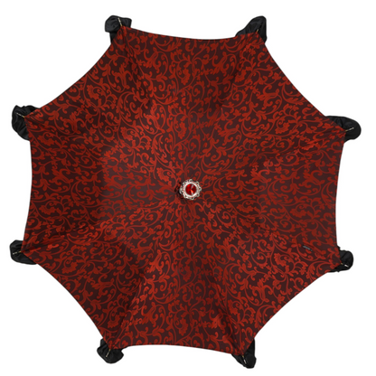 Designer Umbrella Featuring Black Ruffles and Silver-Plated Accents