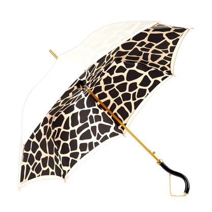 Chic Black and Cream Umbrella with Stylish Chain Handle