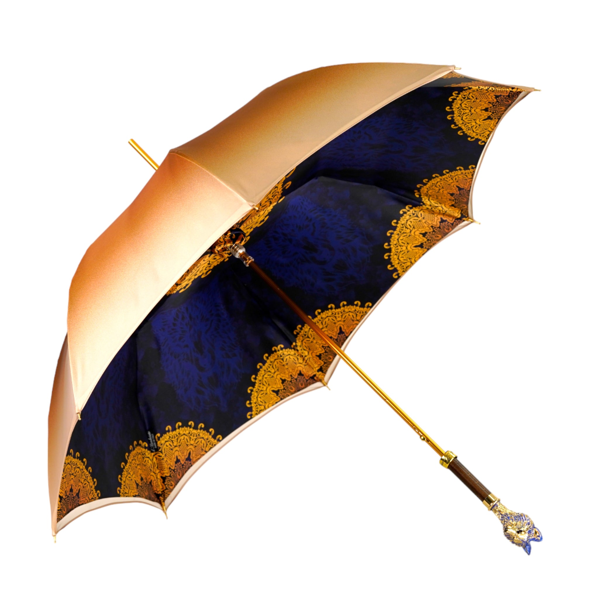 Exclusive Design Umbrella with Hand-Painted Golden Wolf
