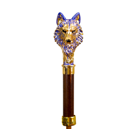 Exclusive Design Umbrella with Hand-Painted Golden Wolf