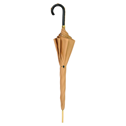 Handmade Sleek Italian Majolica Umbrella with Gold Filigree Handle