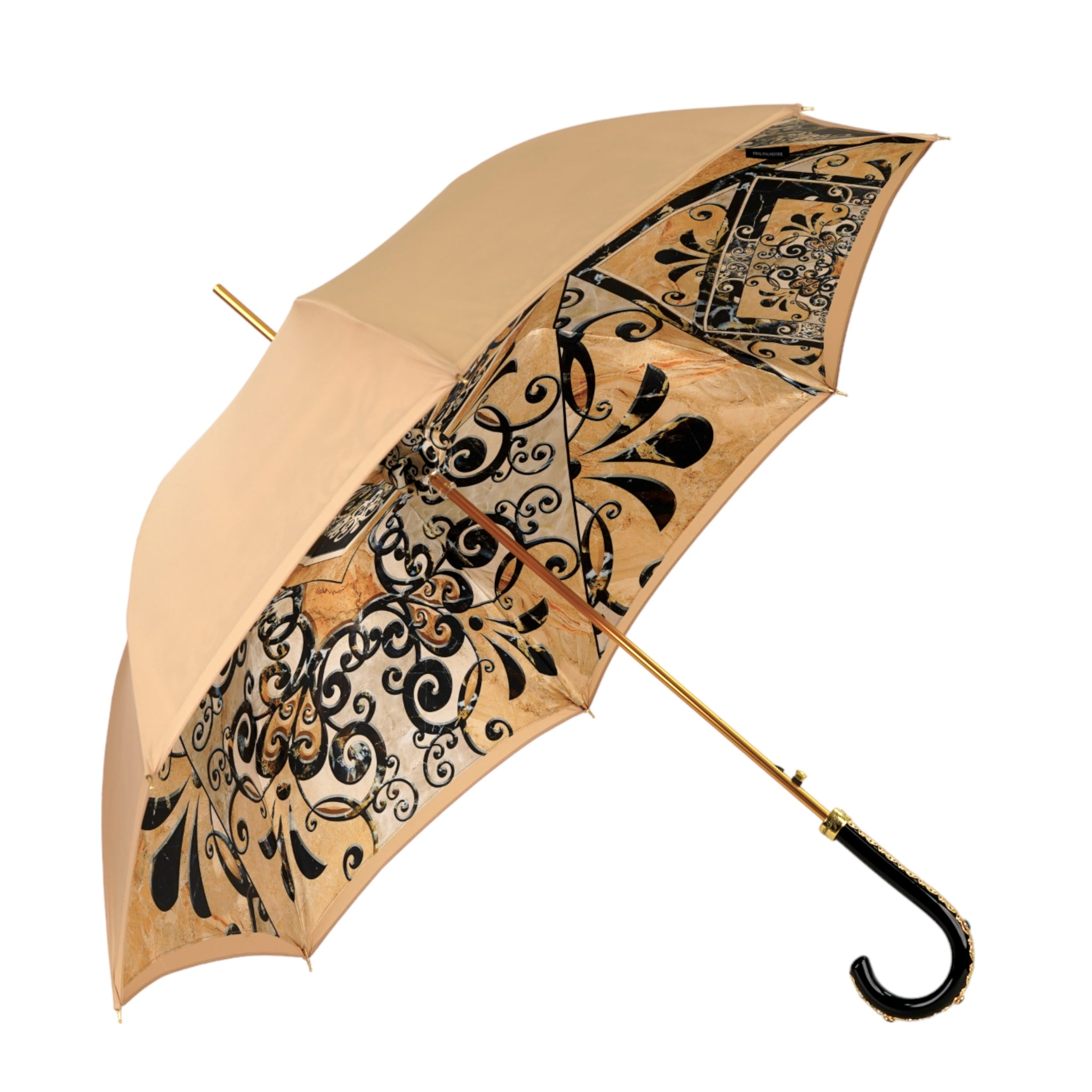 Handmade Sleek Italian Majolica Umbrella with Gold Filigree Handle