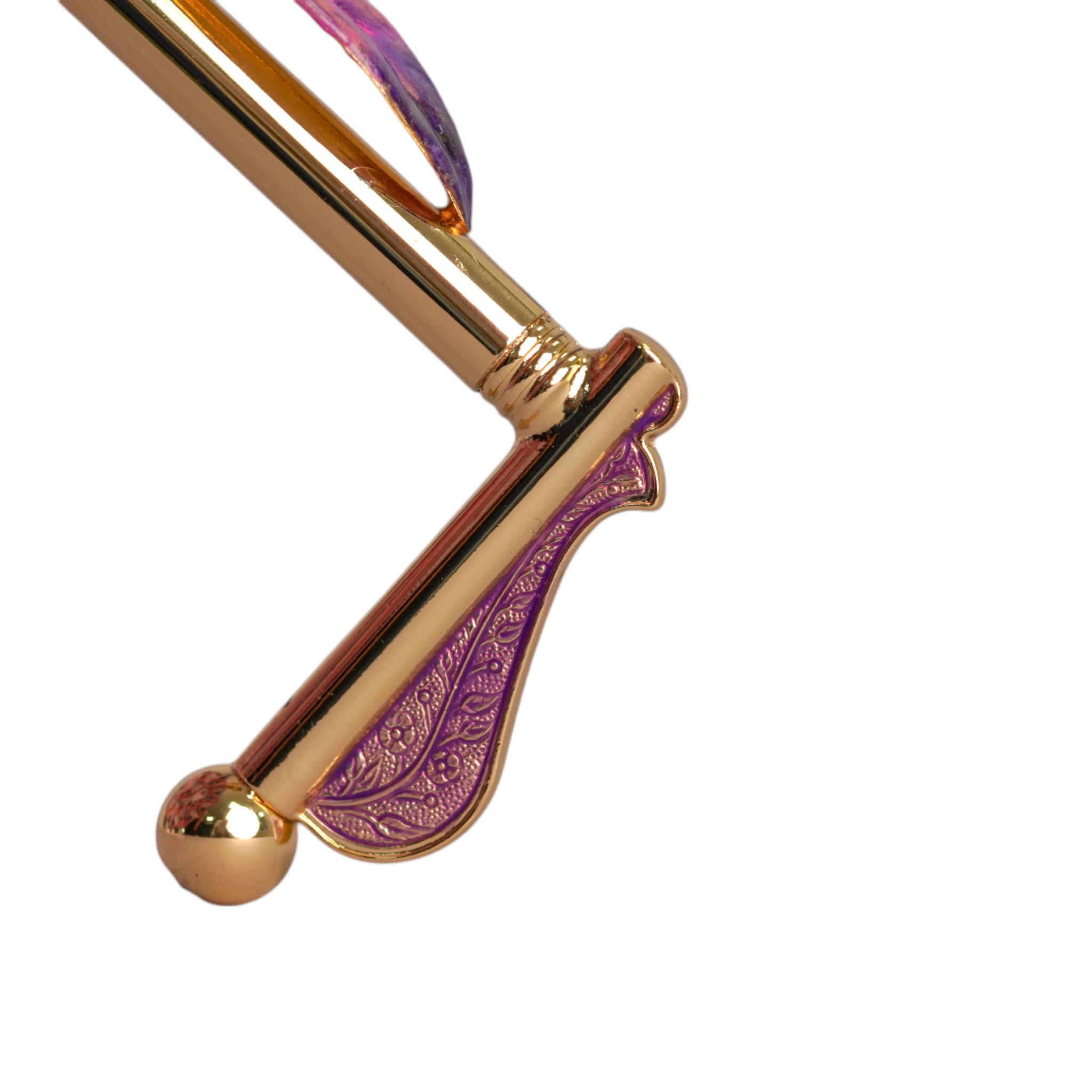 Luxury Pink Umbrella with Hand-Painted Floral 24K Gold Handle