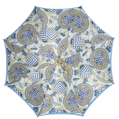 Unique Light Blue Umbrella with Elegant Gold Handle - Blue Royalty