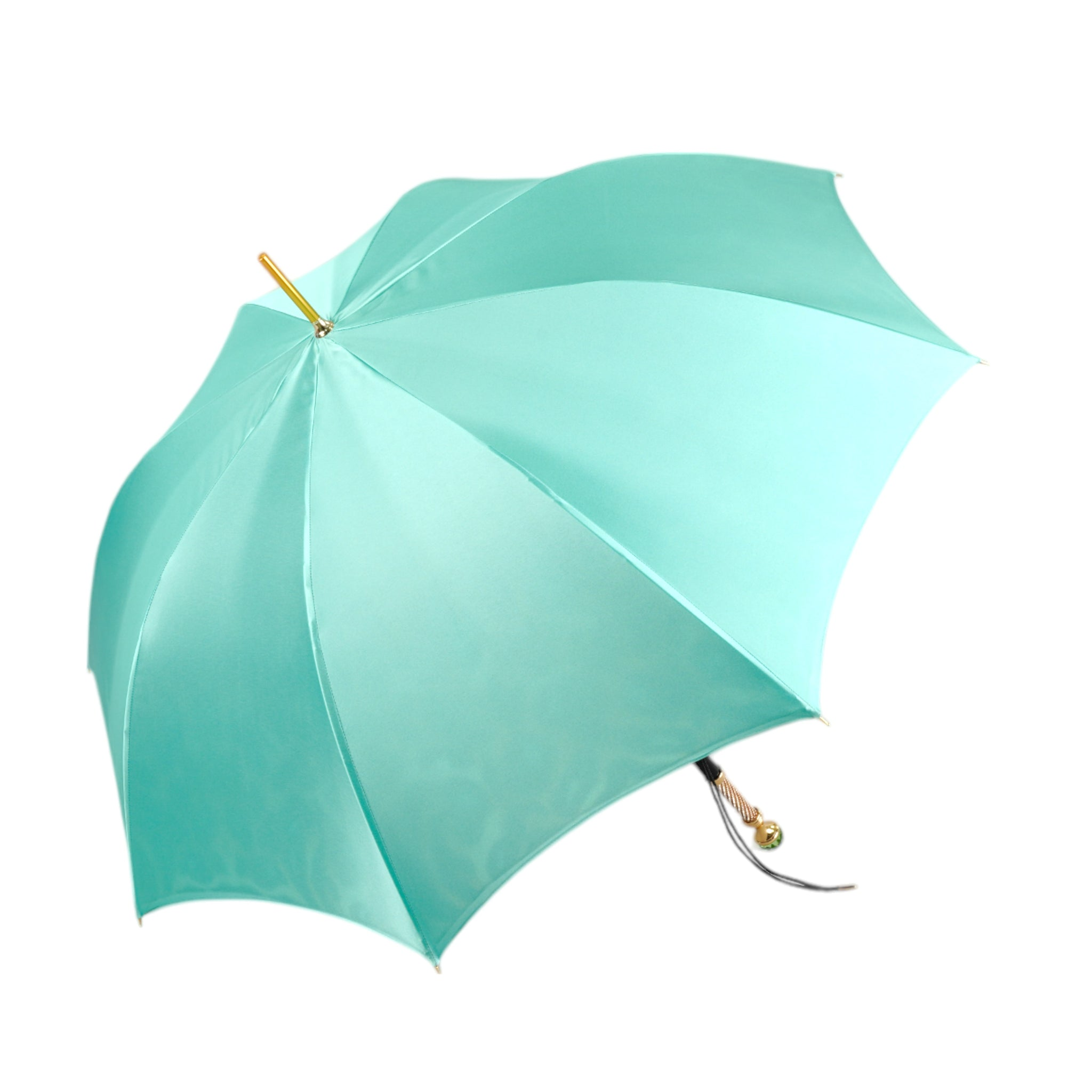 Luxury Leopard Print Umbrella with 24K Gold & Green Crystal Handle