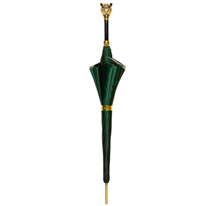 Exclusive Green Umbrella with Striking Leopard Handle