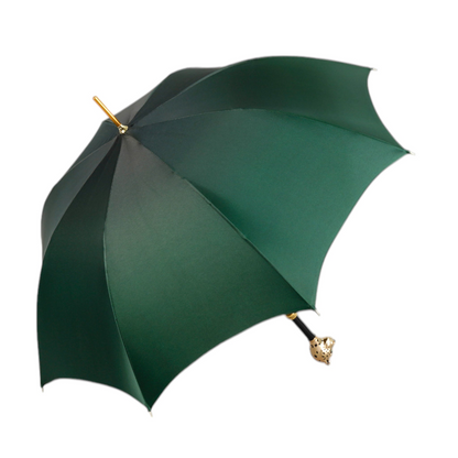 Exclusive Green Umbrella with Striking Leopard Handle