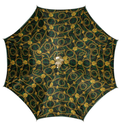 Exclusive Green Umbrella with Striking Leopard Handle