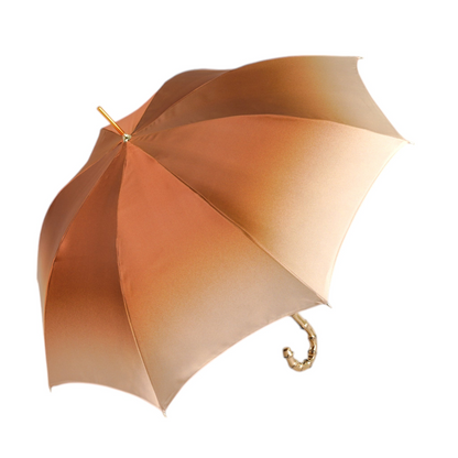 Designer Golden Bamboo Umbrella with Exquisite Botanical Lining