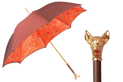 Red Umbrella with Gold Chihuahua Handle - Chic Companion