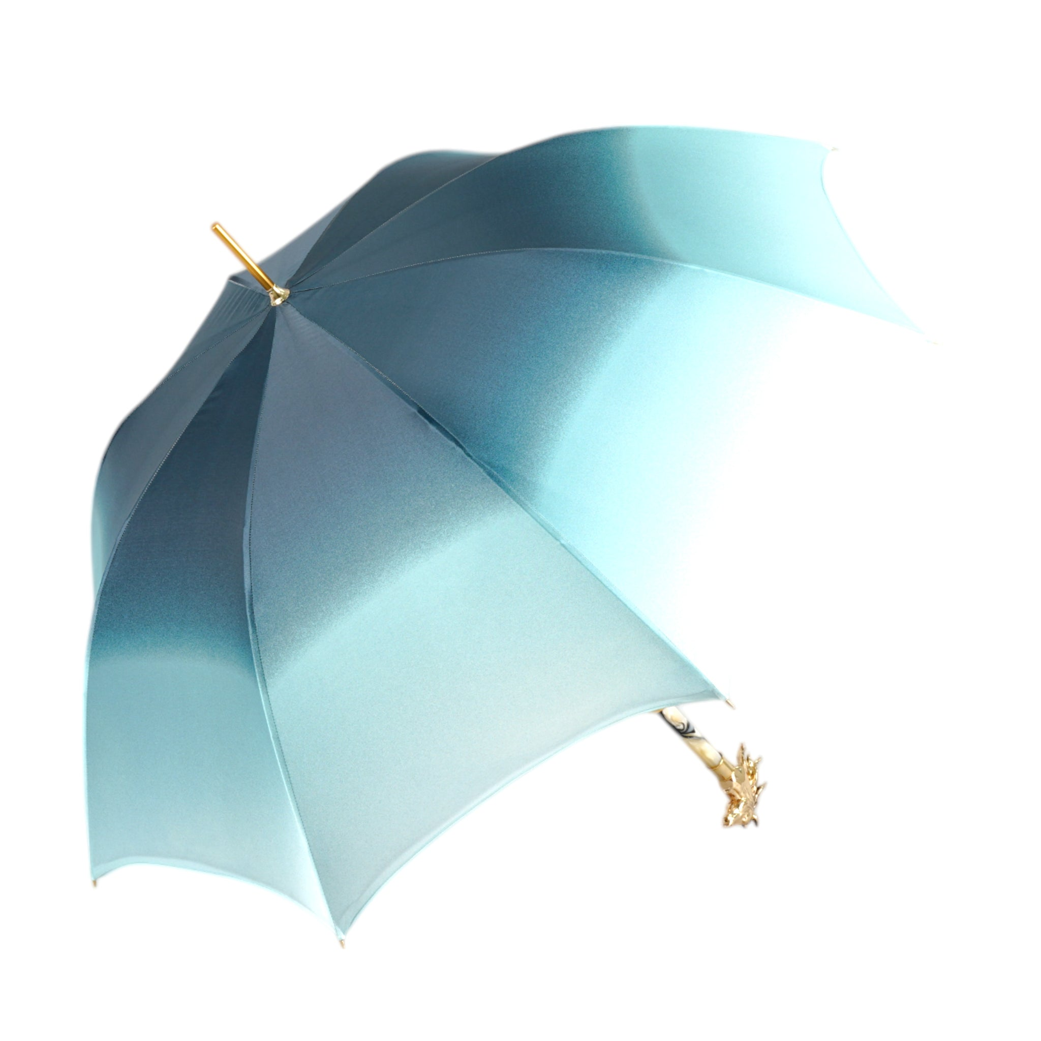 Elegant Light Blue Umbrella with Golden Horse Head Handle