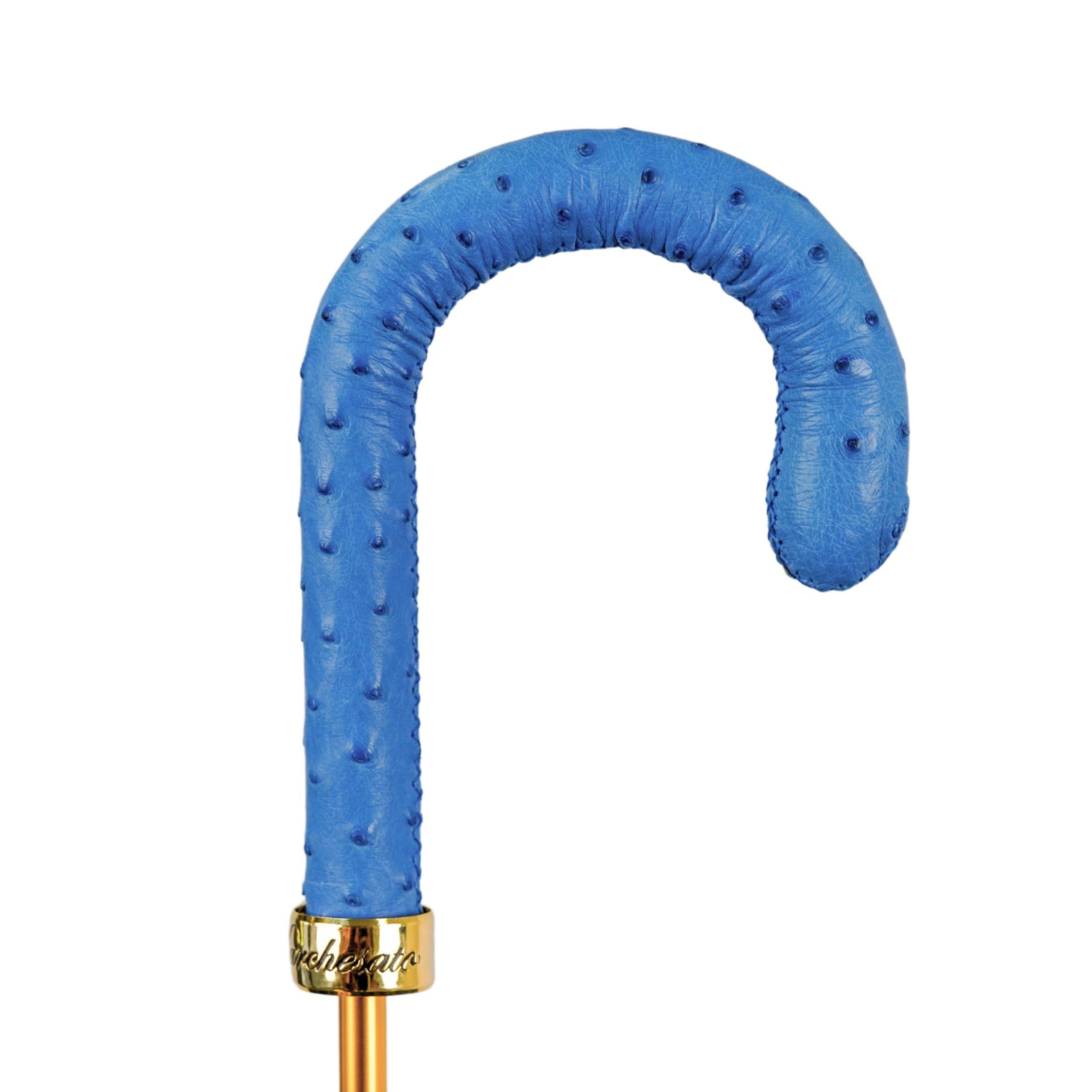 Peacock-Inspired Umbrella with Blue Ostrich Leather Handle