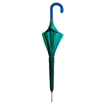 Peacock-Inspired Umbrella with Blue Ostrich Leather Handle