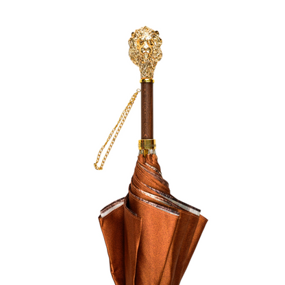 Handcrafted Luxury Umbrella with 24K Gold-Plated Lion Handle