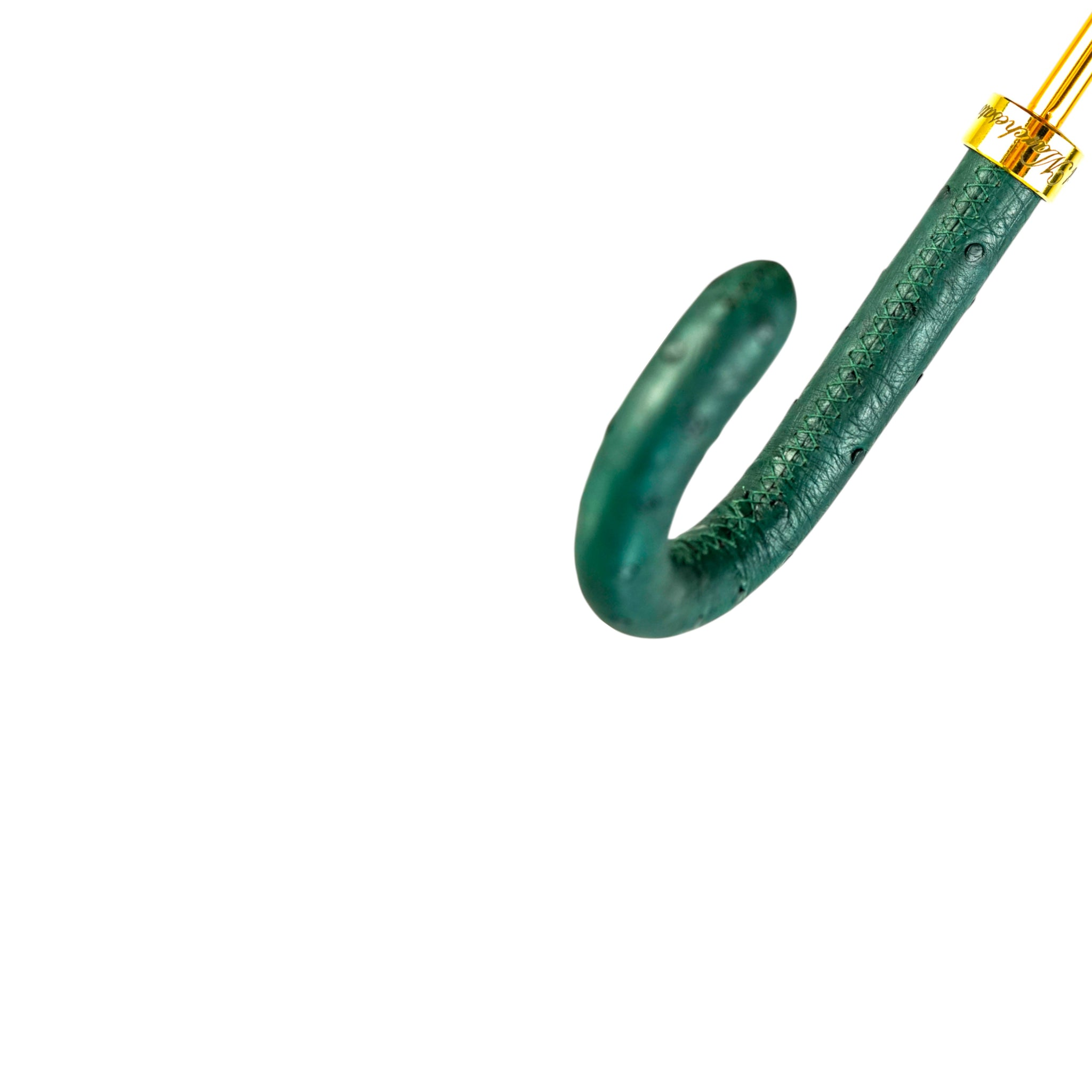 Understated Glamour – Ivory Canopy with Green Ostrich Handle