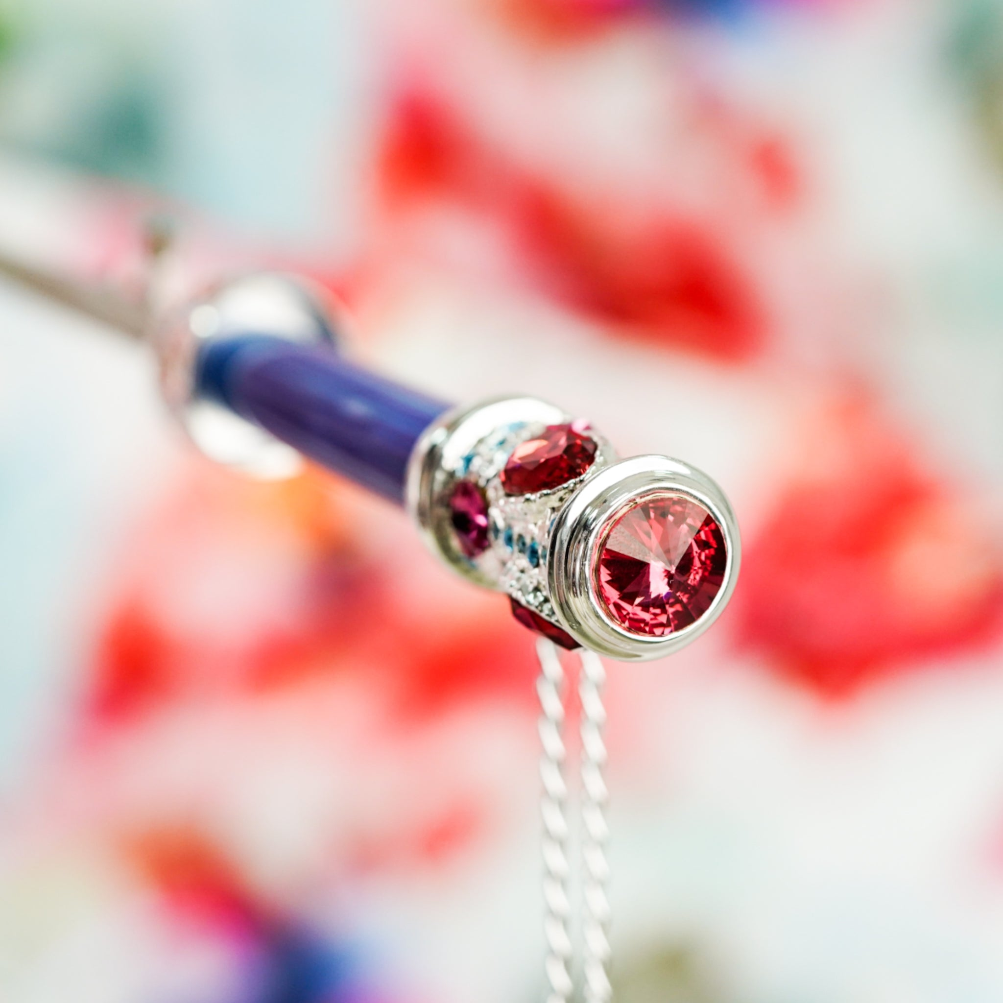 925 Silver-Plated Handle with Crystals - Handcrafted in Italy