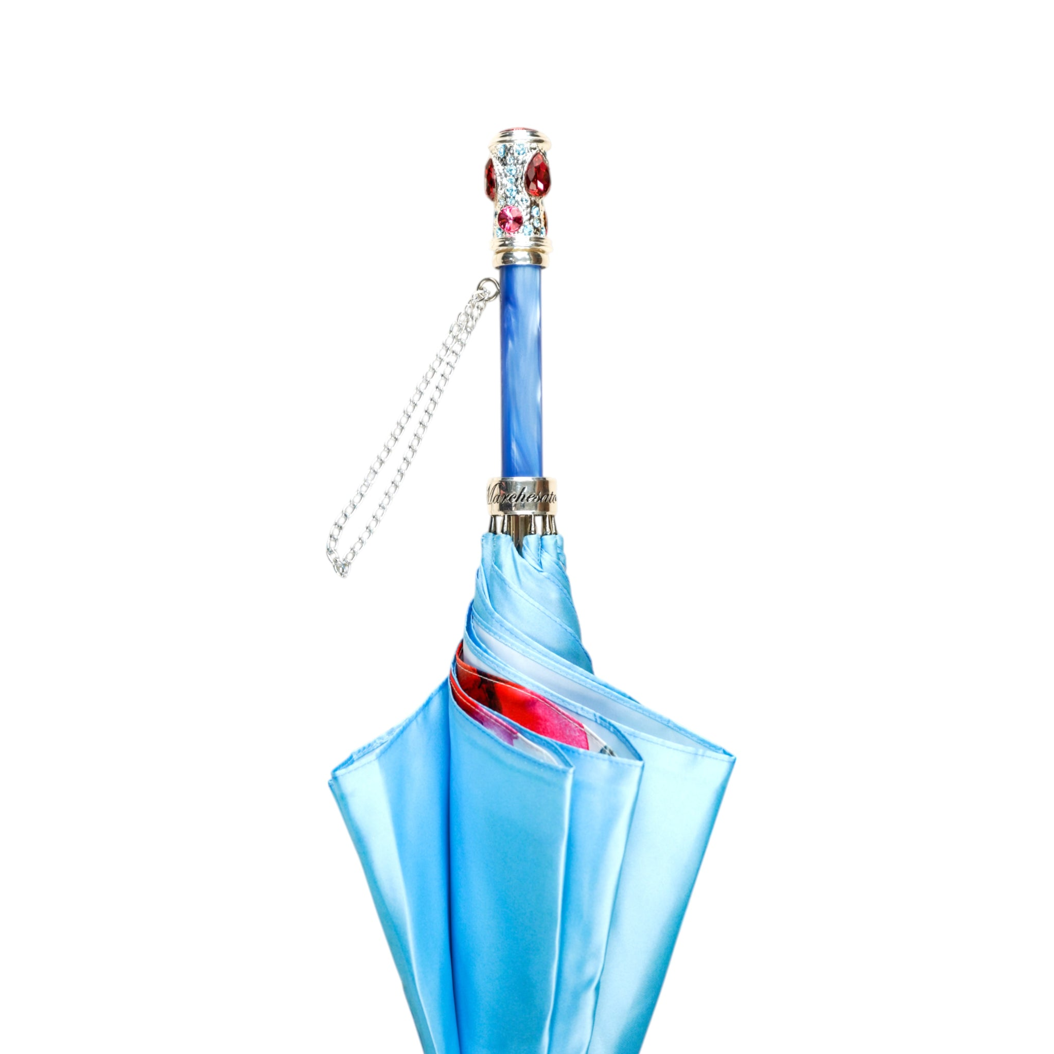 925 Silver-Plated Handle with Crystals - Handcrafted in Italy