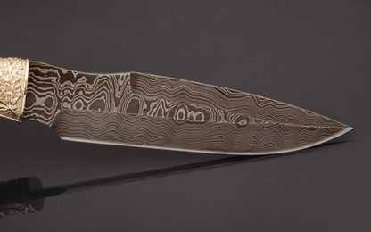 Damascus Steel Author’s Collectible Knife with Maple Burl Handle
