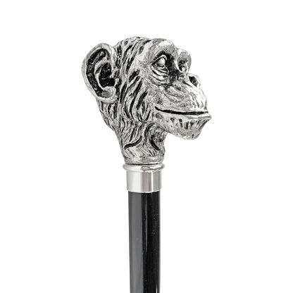 Luxury Silver Monkey Walking Cane – 925 Silver-Plated Art Cane