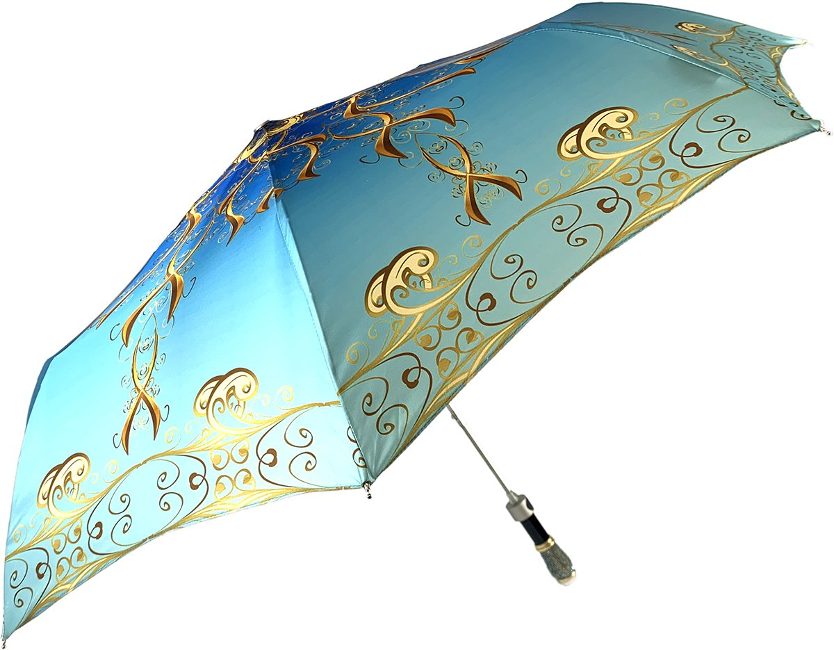 Elegant Women’s Folding Umbrella with 24K Jeweled Handle
