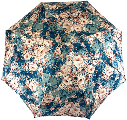 Elegant Women's Folding Umbrella – Floral Print with Jeweled Handle