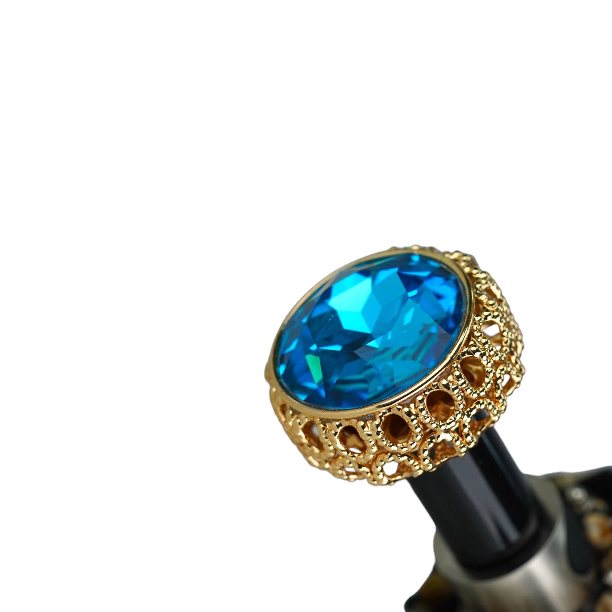 Exclusive Handmade Ladies Gold-Plated Handle and Crystals Umbrella